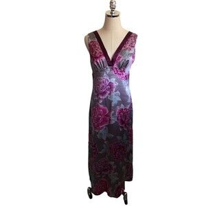 Per Una M&S Dress Women's Size 10 Purple Floral Maxi Sleeveless V-Neck